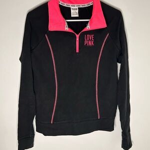 Victoria's Secret Black and Pink Quarter-Zip Sweater